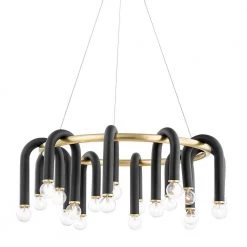 Whit 20-Light Aged Brass and Black Chandelier by MITZI HUDSON VALLEY LIGHTING