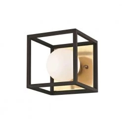 Aira 1-Light Aged Brass 5 in. W LED Bath Light with Opal Etched Glass and Black Accents by MITZI HUDSON VALLEY LIGHTING
