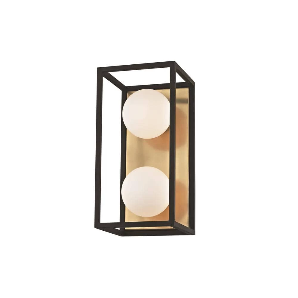 Aira 2-Light Aged Brass 10 in. W LED Bath Light with Opal Etched Glass and Black Accents by MITZI HUDSON VALLEY LIGHTING 3 Aira 2-Light Aged Brass 10 in. W LED Bath Light with Opal Etched Glass and Black Accents by MITZI HUDSON VALLEY LIGHTING