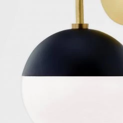 Renee 1-Light Aged Brass/Black Wall Sconce with Opal Glossy Shade by MITZI HUDSON VALLEY LIGHTING -EcoSmart Sales aged brass black mitzi hudson valley lighting vanity lighting h344101 agb bk 1d 1000