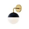 Renee 1-Light Aged Brass/Black Wall Sconce with Opal Glossy Shade by MITZI HUDSON VALLEY LIGHTING -EcoSmart Sales aged brass black mitzi hudson valley lighting vanity lighting h344101 agb bk 64 1000