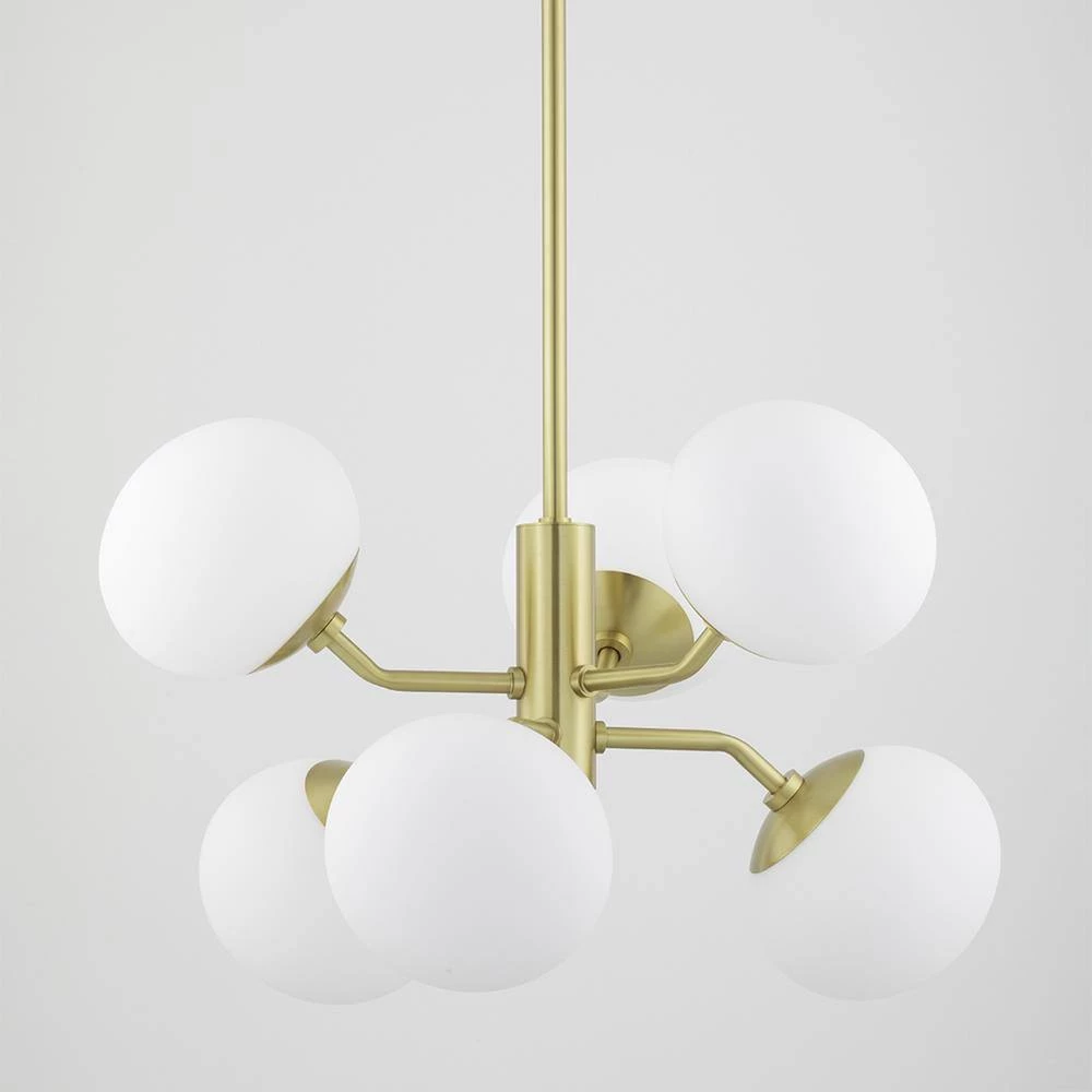 Estee 6-Light Aged Brass Chandelier with Opal Etched Glass by MITZI HUDSON VALLEY LIGHTING 6 Estee 6-Light Aged Brass Chandelier with Opal Etched Glass by MITZI HUDSON VALLEY LIGHTING - Image 4