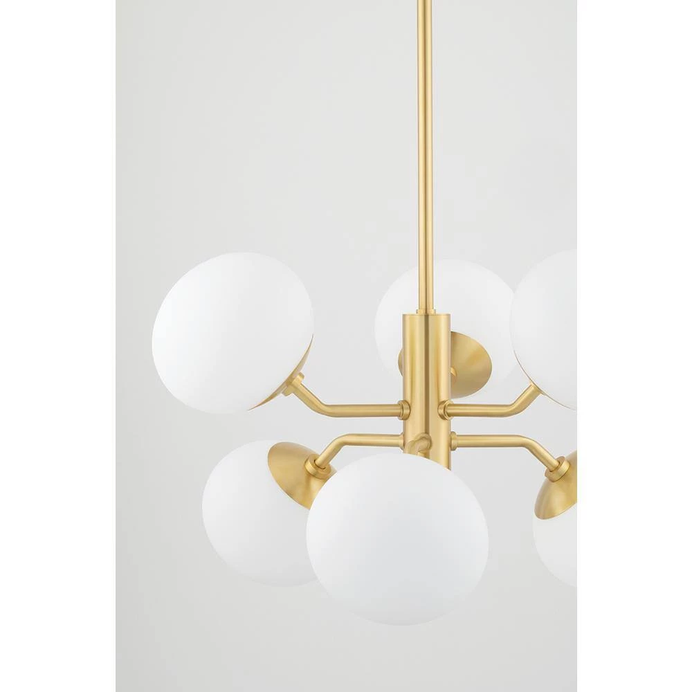 Estee 6-Light Aged Brass Chandelier with Opal Etched Glass by MITZI HUDSON VALLEY LIGHTING 7 Estee 6-Light Aged Brass Chandelier with Opal Etched Glass by MITZI HUDSON VALLEY LIGHTING - Image 5