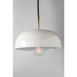 Avery 1-Light 14 in. W Aged Brass Pendant with Cream Metal Shade by MITZI HUDSON VALLEY LIGHTING -EcoSmart Sales aged brass mitzi hudson valley lighting chandeliers h199701l agb cr 44 1000