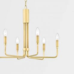 Brigitte 6-Light 25 in. W Aged Brass Pendant by MITZI HUDSON VALLEY LIGHTING -EcoSmart Sales aged brass mitzi hudson valley lighting chandeliers h261806 agb 4f 1000