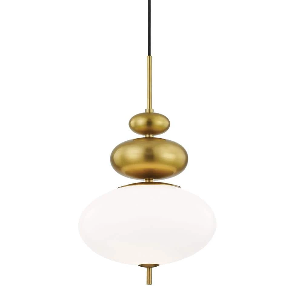 Elsie 1-Light Aged Brass Pendant with Opal Glossy Shade by MITZI HUDSON VALLEY LIGHTING 2 Elsie 1-Light Aged Brass Pendant with Opal Glossy Shade by MITZI HUDSON VALLEY LIGHTING