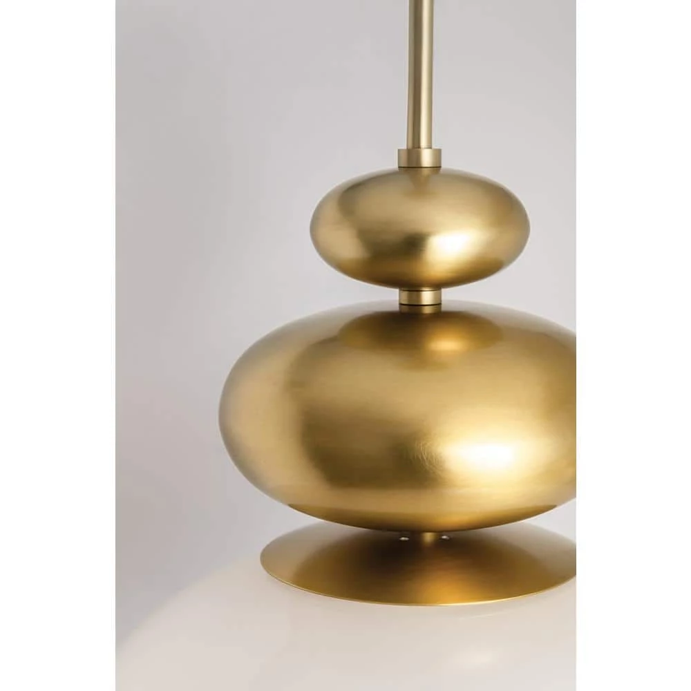 Elsie 1-Light Aged Brass Pendant with Opal Glossy Shade by MITZI HUDSON VALLEY LIGHTING 3 Elsie 1-Light Aged Brass Pendant with Opal Glossy Shade by MITZI HUDSON VALLEY LIGHTING - Image 2