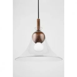Dani 16 in. 1-Light Aged Brass Pendant with Glass Shade by MITZI HUDSON VALLEY LIGHTING -EcoSmart Sales aged brass mitzi hudson valley lighting chandeliers h380701c agb 44 1000