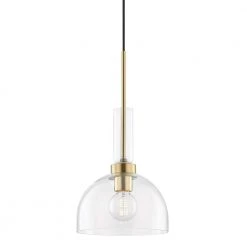 Tabitha 1-Light Aged Brass Pendant with Glass Shade by MITZI HUDSON VALLEY LIGHTING