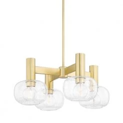 Harlow 4-Light Aged Brass Chandelier with Shade by MITZI HUDSON VALLEY LIGHTING