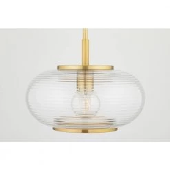 Maggie 1-Light Aged Brass Geometric Pendant by MITZI HUDSON VALLEY LIGHTING -EcoSmart Sales aged brass mitzi hudson valley lighting chandeliers h418701 agb 1f 1000
