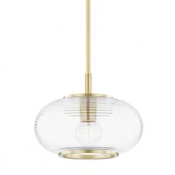 Maggie 1-Light Aged Brass Geometric Pendant by MITZI HUDSON VALLEY LIGHTING