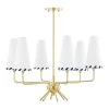Cassie 6-Light Aged Brass Cone Chandelier White with Navy Blue Trim Belgian Linen by MITZI HUDSON VALLEY LIGHTING -EcoSmart Sales aged brass mitzi hudson valley lighting chandeliers h436806 agb 64 1000