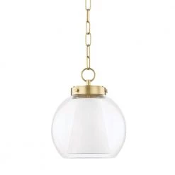 Sasha 1-Light Aged Brass Shaded Pendant by MITZI HUDSON VALLEY LIGHTING