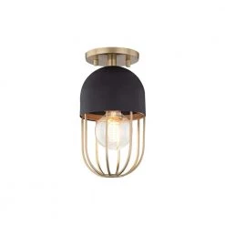 Haley 1-Light Aged Brass and Black Flush Mount with Black Accents by MITZI HUDSON VALLEY LIGHTING