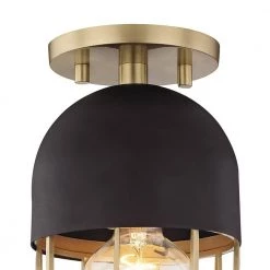 Haley 1-Light Aged Brass and Black Flush Mount with Black Accents by MITZI HUDSON VALLEY LIGHTING -EcoSmart Sales aged brass mitzi hudson valley lighting flush mount lights h145601 agb bk c3 1000