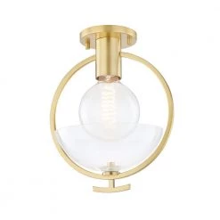 Ringo 1-Light Aged Brass Semi-Flush Mount by MITZI HUDSON VALLEY LIGHTING