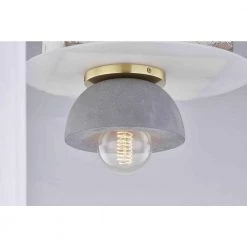 7 in. Dia Poppy 1-Light Aged Brass Semi-Flush Mount by MITZI HUDSON VALLEY LIGHTING -EcoSmart Sales aged brass mitzi hudson valley lighting flush mount lights h400501 agb 1f 1000