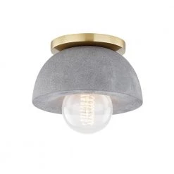 7 in. Dia Poppy 1-Light Aged Brass Semi-Flush Mount by MITZI HUDSON VALLEY LIGHTING -EcoSmart Sales aged brass mitzi hudson valley lighting flush mount lights h400501 agb 4f 1000