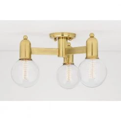 Bryce 18 in. 3-Light Aged Brass Semi-Flush Mount by MITZI HUDSON VALLEY LIGHTING -EcoSmart Sales aged brass mitzi hudson valley lighting flush mount lights h419603 agb 1f 1000