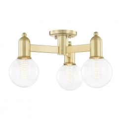 Bryce 18 in. 3-Light Aged Brass Semi-Flush Mount by MITZI HUDSON VALLEY LIGHTING