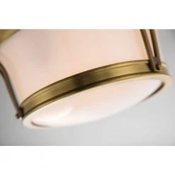Portsmouth 10 in. 1-Light Aged Brass Flush Mount with Opal Glossy Glass Shade by MITZI HUDSON VALLEY LIGHTING -EcoSmart Sales aged brass mitzi hudson valley lighting flush mount lights w0156 agb fa 1000