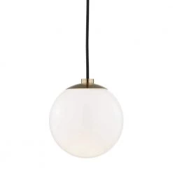 Stella 1-Light Aged Brass Pendant with Opal Glossy Glass by MITZI HUDSON VALLEY LIGHTING