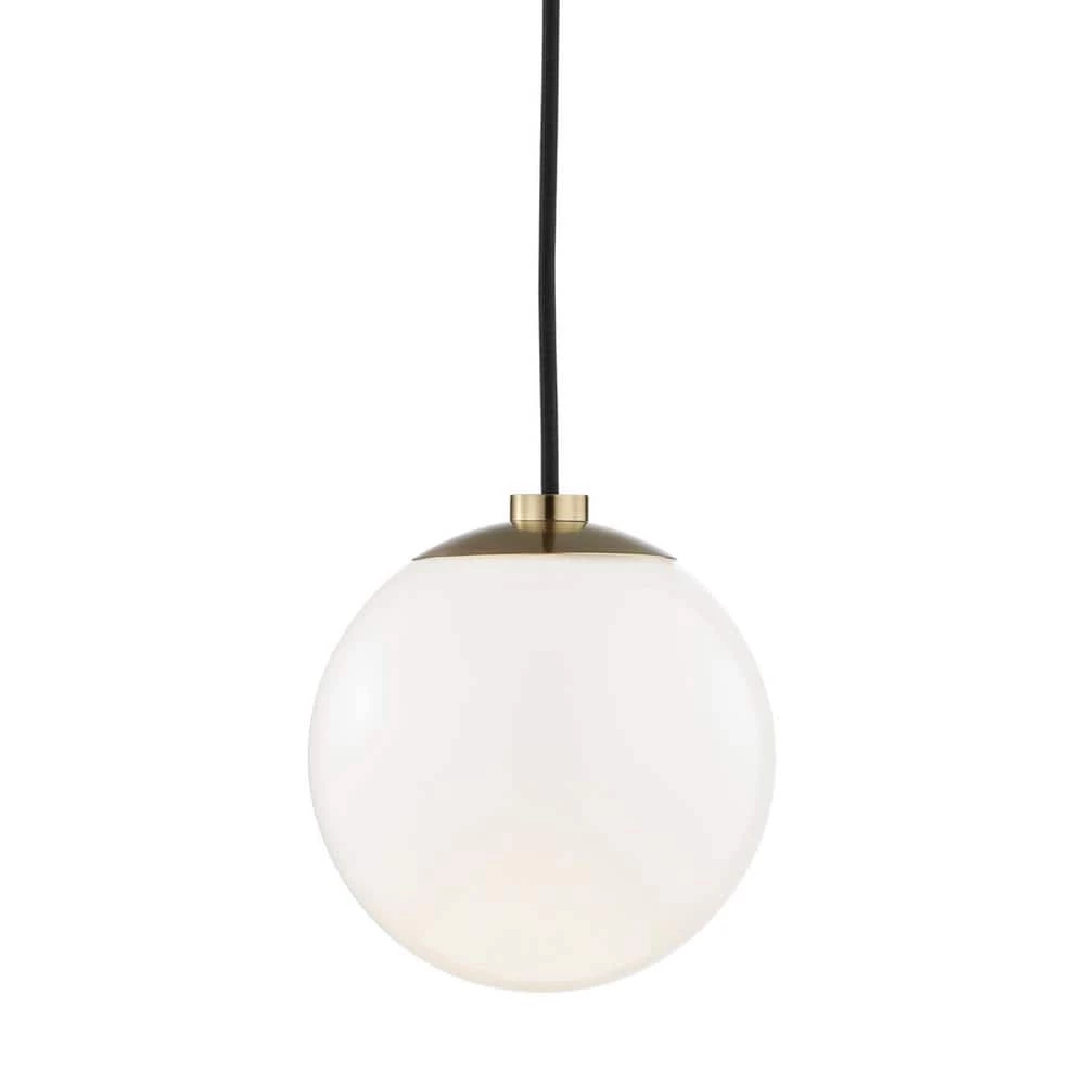 Stella 1-Light Aged Brass Pendant with Opal Glossy Glass by MITZI HUDSON VALLEY LIGHTING 3 Stella 1-Light Aged Brass Pendant with Opal Glossy Glass by MITZI HUDSON VALLEY LIGHTING