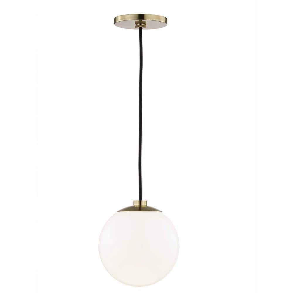 Stella 1-Light Aged Brass Pendant with Opal Glossy Glass by MITZI HUDSON VALLEY LIGHTING 4 Stella 1-Light Aged Brass Pendant with Opal Glossy Glass by MITZI HUDSON VALLEY LIGHTING - Image 2