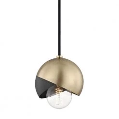Emma 1-Light Aged Brass Pendant with Black Accents by MITZI HUDSON VALLEY LIGHTING