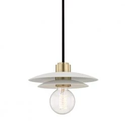 Milla 1-Light Aged Brass Small Pendant with White Shade by MITZI HUDSON VALLEY LIGHTING