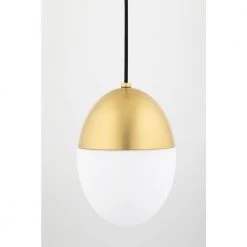 Orion 1-Light 10 in. W Aged Brass Pendant with Opal Matte Glass Shade by MITZI HUDSON VALLEY LIGHTING -EcoSmart Sales aged brass mitzi hudson valley lighting pendant lights h206701l agb 4f 1000