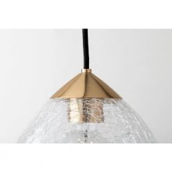 Maya 1-Light 9 in. W Aged Brass Pendant with Clear Crackle Glass Shade by MITZI HUDSON VALLEY LIGHTING -EcoSmart Sales aged brass mitzi hudson valley lighting pendant lights h216701s agb 1f 1000
