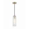 Skye 1-Light Aged Brass Pendant with Clear Crackle Glass Shade by MITZI HUDSON VALLEY LIGHTING