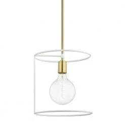 Dana 1-Light Aged Brass/White Pendant by MITZI HUDSON VALLEY LIGHTING