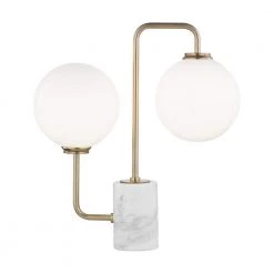 Mia 17.25 in. Aged Brass LED Table Lamp with Opal Etched Glass by MITZI HUDSON VALLEY LIGHTING