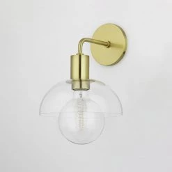 Kyla 1-Light Aged Brass Wall Sconce with Clear Glass by MITZI HUDSON VALLEY LIGHTING -EcoSmart Sales aged brass mitzi hudson valley lighting vanity lighting h107101 agb c3 1000