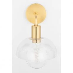 Kyla 1-Light Aged Brass Wall Sconce with Clear Glass by MITZI HUDSON VALLEY LIGHTING -EcoSmart Sales aged brass mitzi hudson valley lighting vanity lighting h107101 agb fa 1000