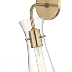 Anya 1-Light Aged Brass Wall Sconce with Clear Glass Shade by MITZI HUDSON VALLEY LIGHTING -EcoSmart Sales aged brass mitzi hudson valley lighting vanity lighting h112101 agb 44 1000