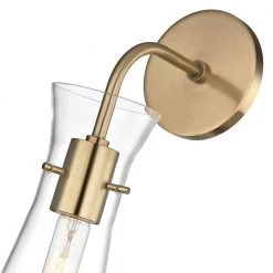 Anya 1-Light Aged Brass Wall Sconce with Clear Glass Shade by MITZI HUDSON VALLEY LIGHTING -EcoSmart Sales aged brass mitzi hudson valley lighting vanity lighting h112101 agb fa 1000
