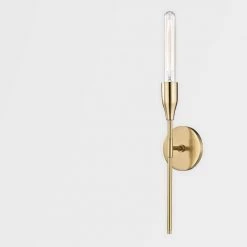 Tara 1-Light Aged Brass Wall Sconce by MITZI HUDSON VALLEY LIGHTING -EcoSmart Sales aged brass mitzi hudson valley lighting vanity lighting h116101 agb 66 1000