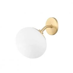 Estee 1-Light Aged Brass Wall Sconce with Opal Etched Glass by MITZI HUDSON VALLEY LIGHTING