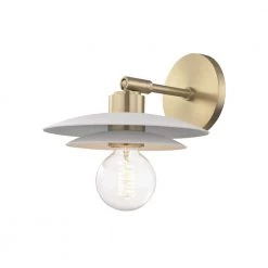 Milla 1-Light Aged Brass Small Wall Sconce with White Shade by MITZI HUDSON VALLEY LIGHTING