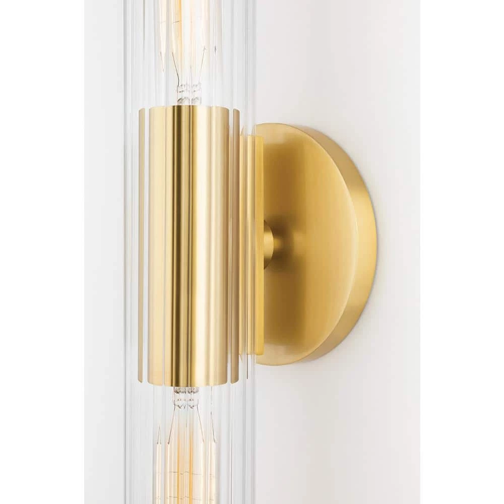 Cecily 2-Light Aged Brass Large Wall Sconce with Clear Glass by MITZI HUDSON VALLEY LIGHTING 5 Cecily 2-Light Aged Brass Large Wall Sconce with Clear Glass by MITZI HUDSON VALLEY LIGHTING - Image 3