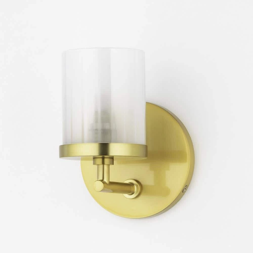 Ryan 1-Light Aged Brass Bath Light with Clear Frosted Glass Shade by MITZI HUDSON VALLEY LIGHTING 5 Ryan 1-Light Aged Brass Bath Light with Clear Frosted Glass Shade by MITZI HUDSON VALLEY LIGHTING - Image 3