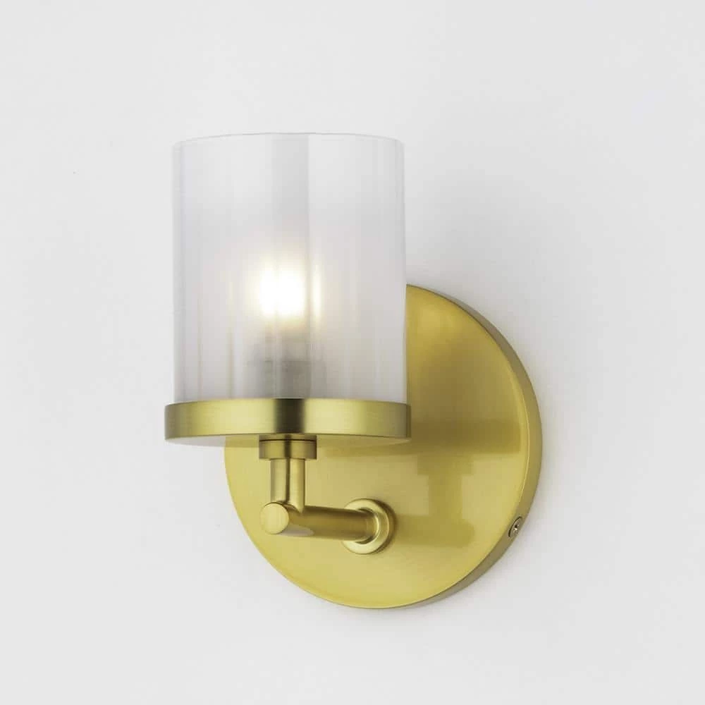 Ryan 1-Light Aged Brass Bath Light with Clear Frosted Glass Shade by MITZI HUDSON VALLEY LIGHTING 4 Ryan 1-Light Aged Brass Bath Light with Clear Frosted Glass Shade by MITZI HUDSON VALLEY LIGHTING - Image 2