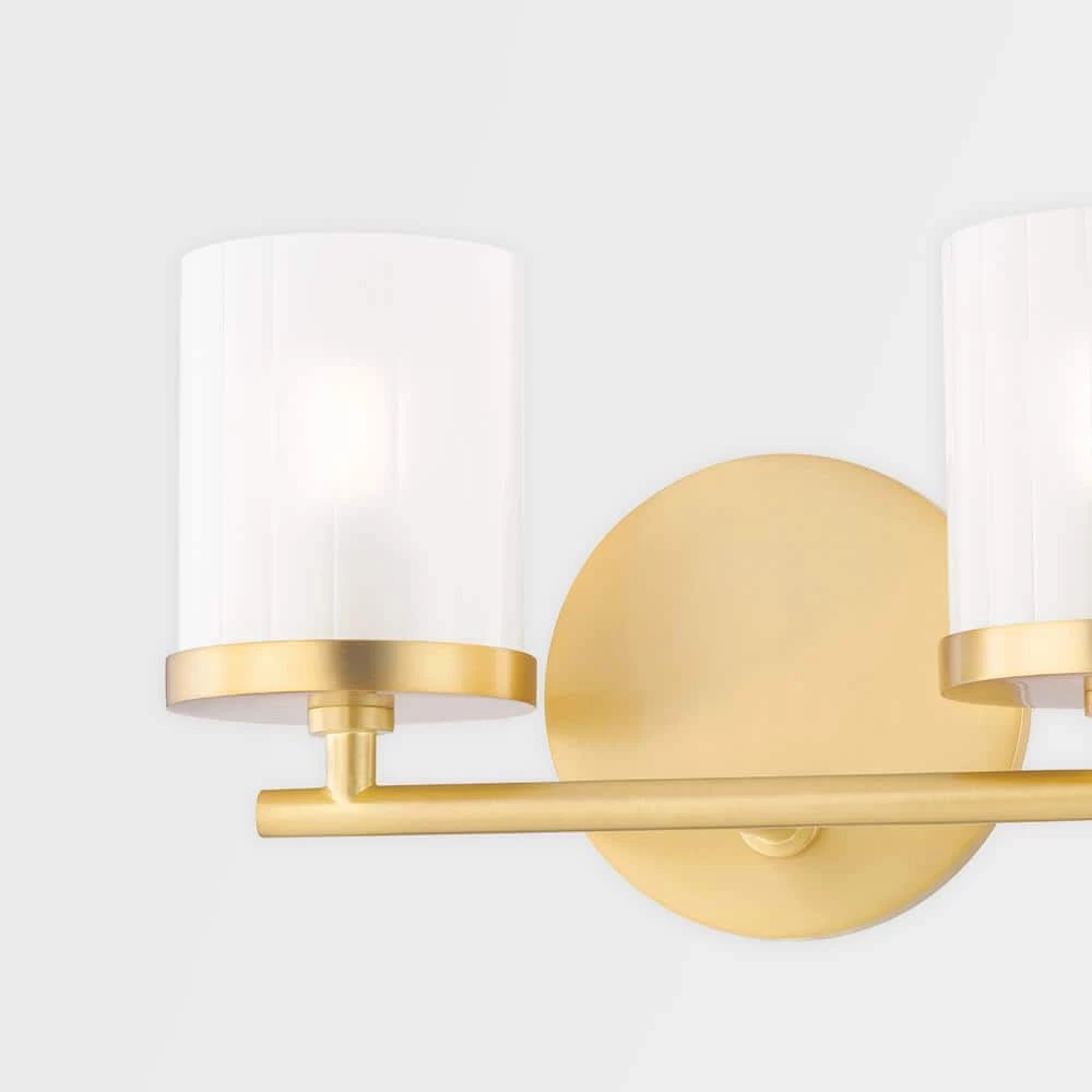 Ryan 2-Light Aged Brass Bath Light with Clear Frosted Glass Shade by MITZI HUDSON VALLEY LIGHTING 8 Ryan 2-Light Aged Brass Bath Light with Clear Frosted Glass Shade by MITZI HUDSON VALLEY LIGHTING - Image 6