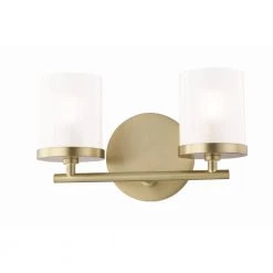 Ryan 2-Light Aged Brass Bath Light with Clear Frosted Glass Shade by MITZI HUDSON VALLEY LIGHTING 16 Ryan 2-Light Aged Brass Bath Light with Clear Frosted Glass Shade by MITZI HUDSON VALLEY LIGHTING -EcoSmart Sales aged brass mitzi hudson valley lighting vanity lighting h239302 agb fa 1000