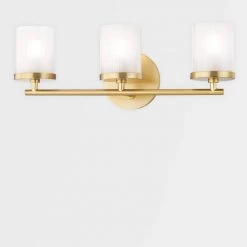 Ryan 3-Light Aged Brass Bath Light with Clear Frosted Glass Shade by MITZI HUDSON VALLEY LIGHTING 16 Ryan 3-Light Aged Brass Bath Light with Clear Frosted Glass Shade by MITZI HUDSON VALLEY LIGHTING -EcoSmart Sales aged brass mitzi hudson valley lighting vanity lighting h239303 agb 44 1000