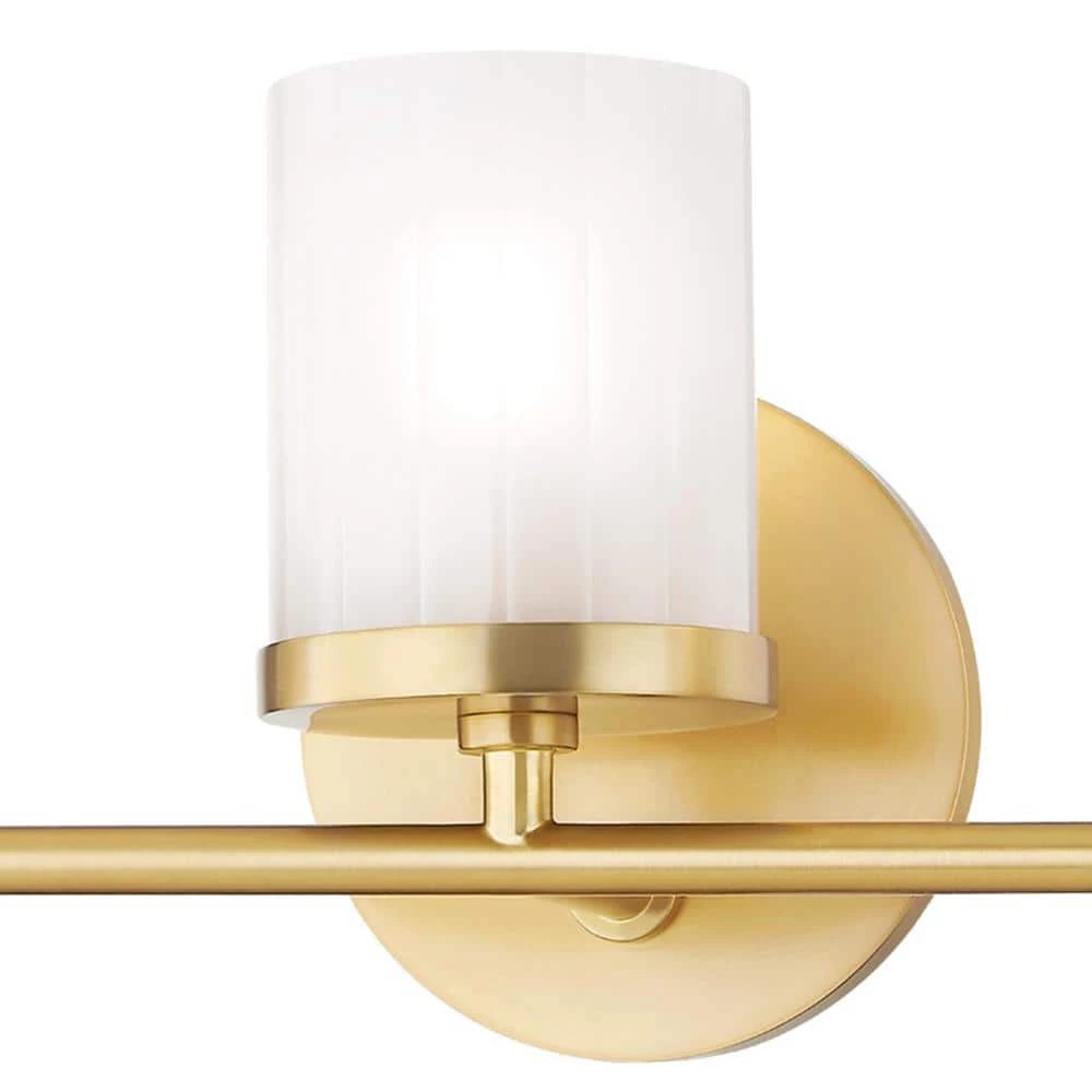 Ryan 3-Light Aged Brass Bath Light with Clear Frosted Glass Shade by MITZI HUDSON VALLEY LIGHTING 6 Ryan 3-Light Aged Brass Bath Light with Clear Frosted Glass Shade by MITZI HUDSON VALLEY LIGHTING - Image 5